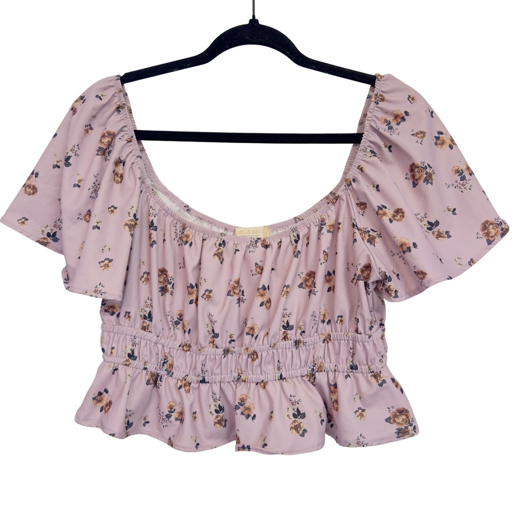 268 | Altar'd State Pink Floral Peasant Top Smocked Waist Boho Large